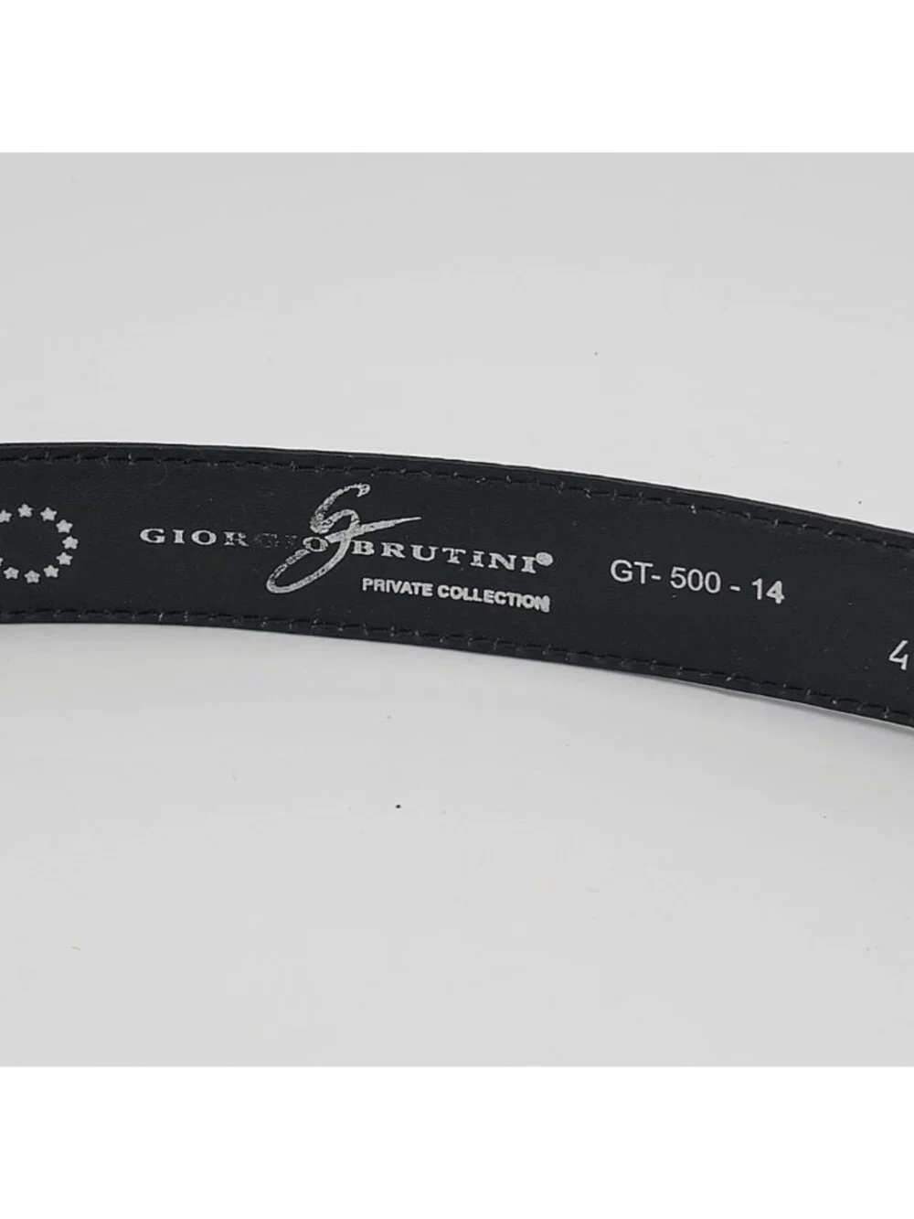 Vtg Giorgio Brutini Genuine Navy Blue Leather Belt With Embossed Texture & Silve